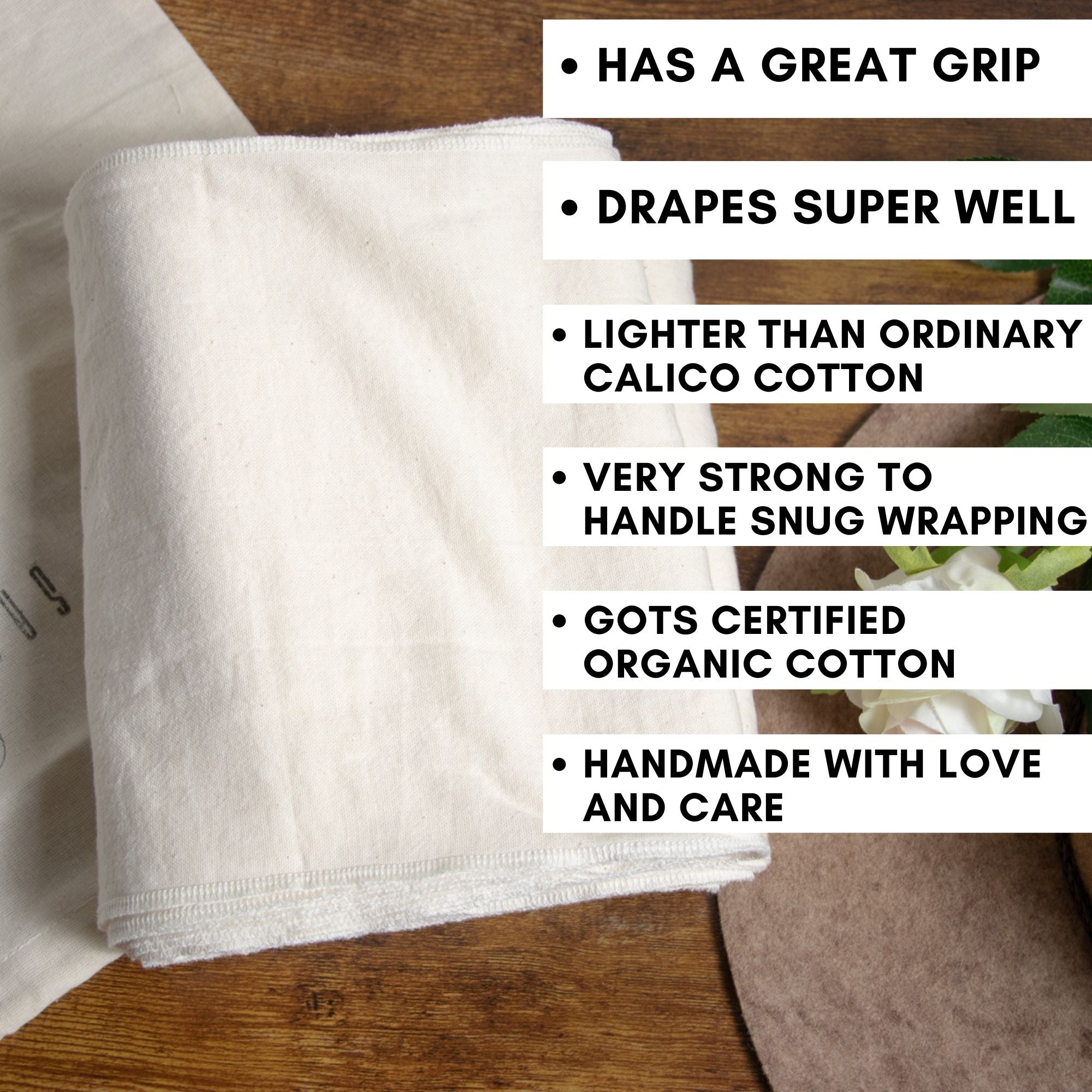 SageAbay Unbleached Cotton Muslin Bengkung Belly Binding Wrap 'Victoria'