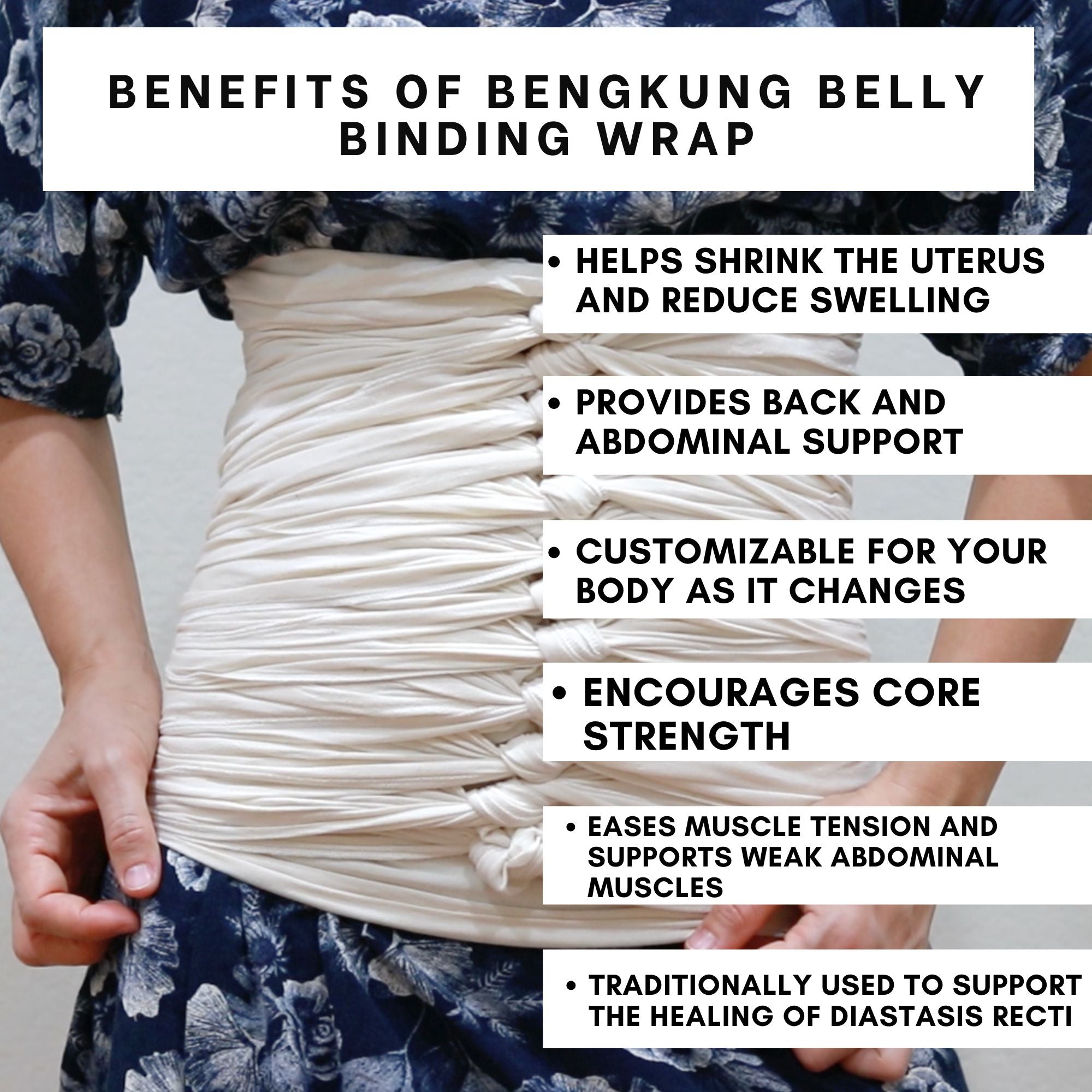 SageAbay Premium Organic Cotton Bengkung Belly Wrap | Postpartum & Diastasis Recti Support 'Victoria'